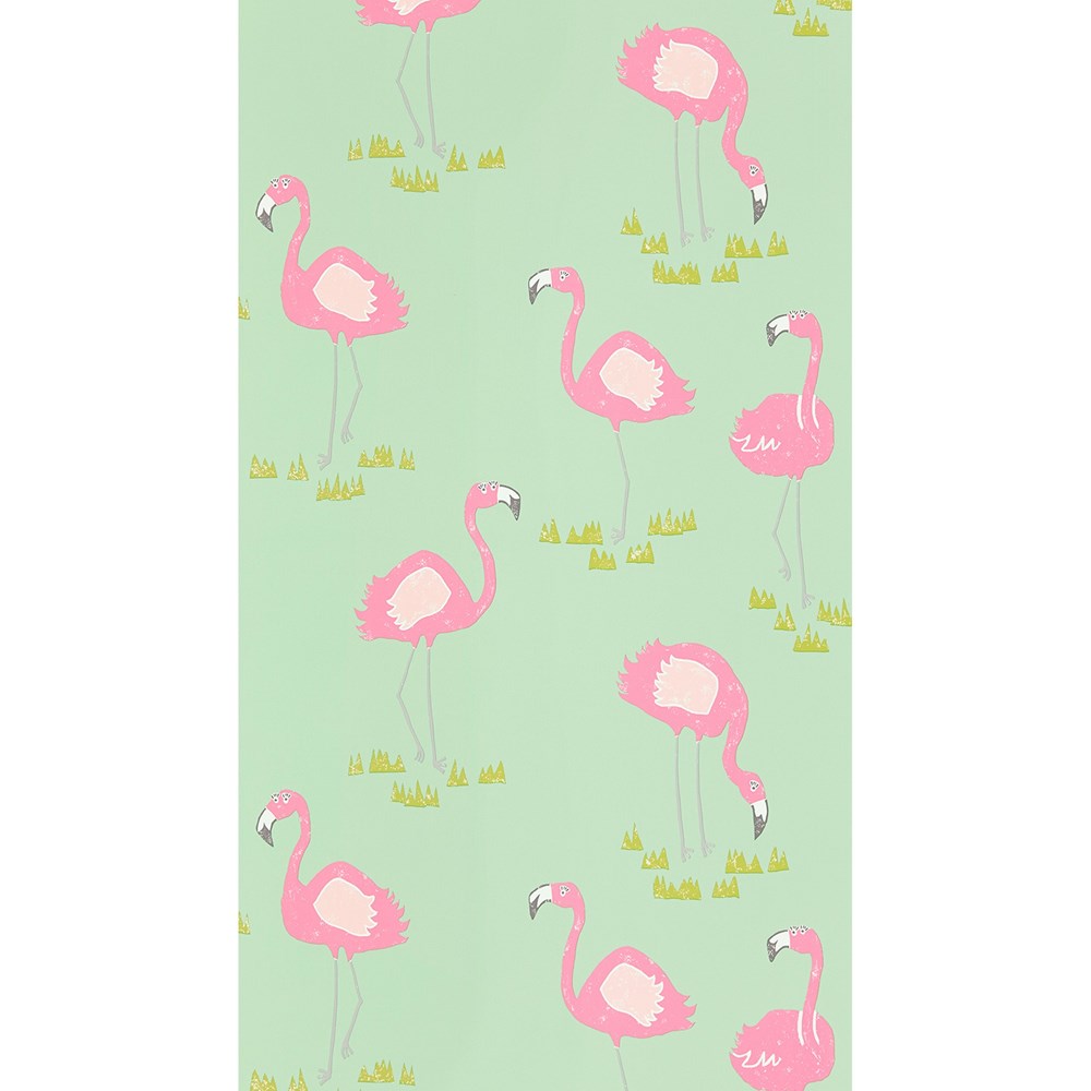 Felicity Flamingo Wallpaper 111278 by Scion in Raspberry Pistachio